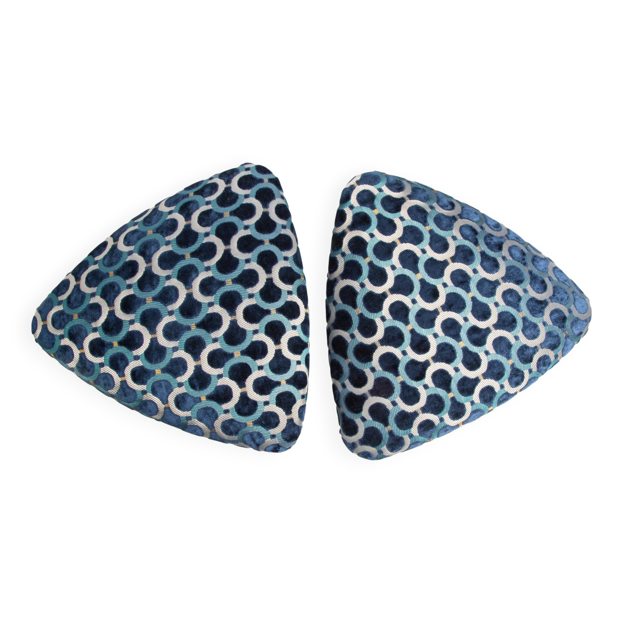 Triangular stool Dedar in blue velvet Scarabeo Mid Century, Europe, 1960s