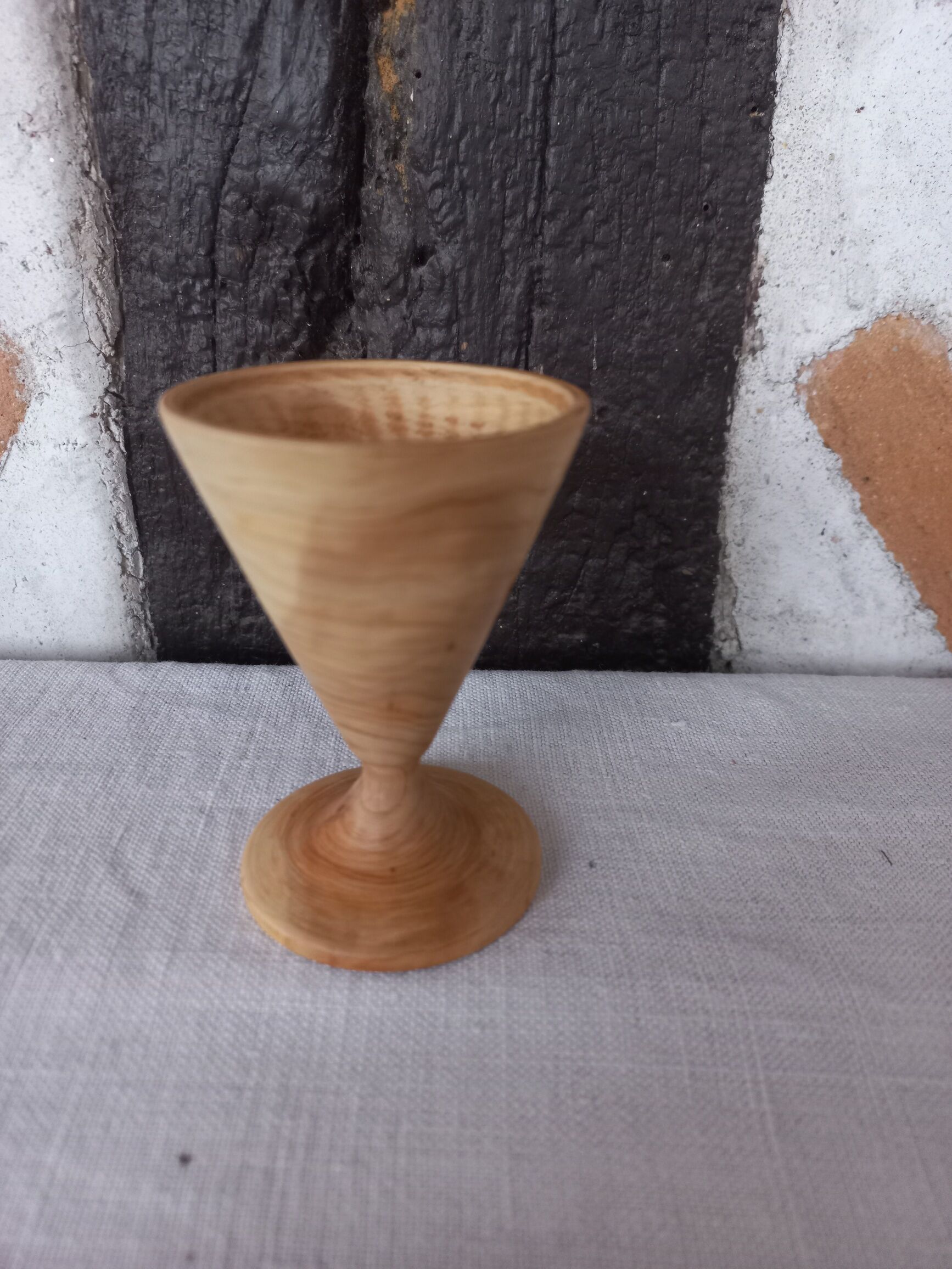 Turned wood egg cup