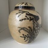 Enameled brass lidded pot