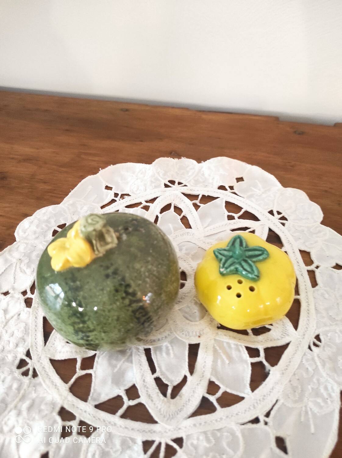 Barbotine salt and pepper shaker set