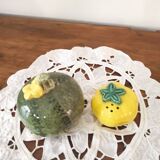 Barbotine salt and pepper shaker set