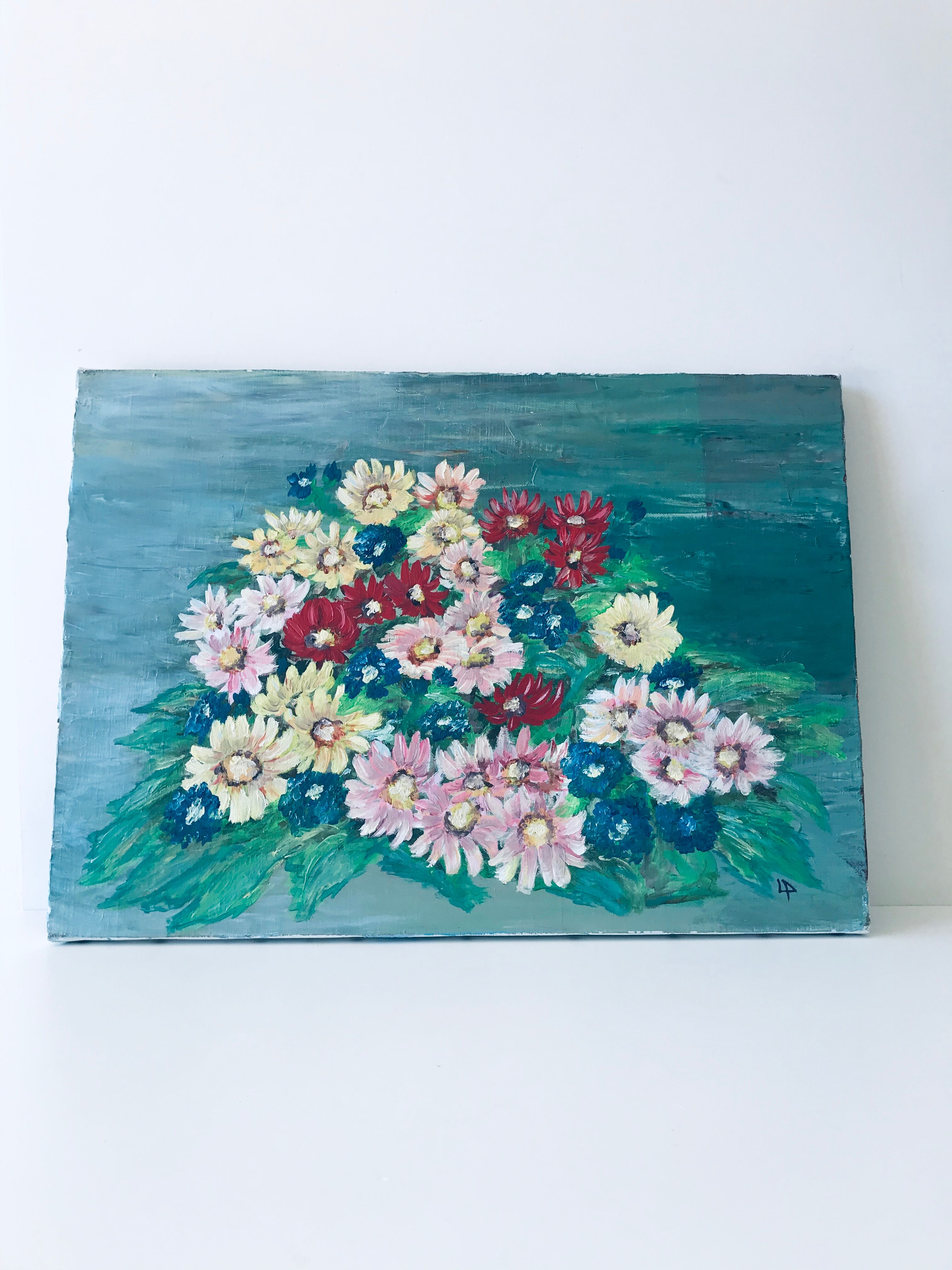 Oil on canvas small flowers