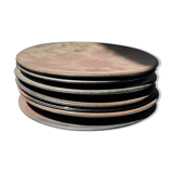 Series of 7 brown ceramic plates
