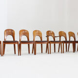 Vintage Danish teak dining chairs by Niels Koefoed set of 8