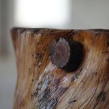 Chair made from hand-carved pine with storage, modern Swedish style, wabi-sabi, 1900s.