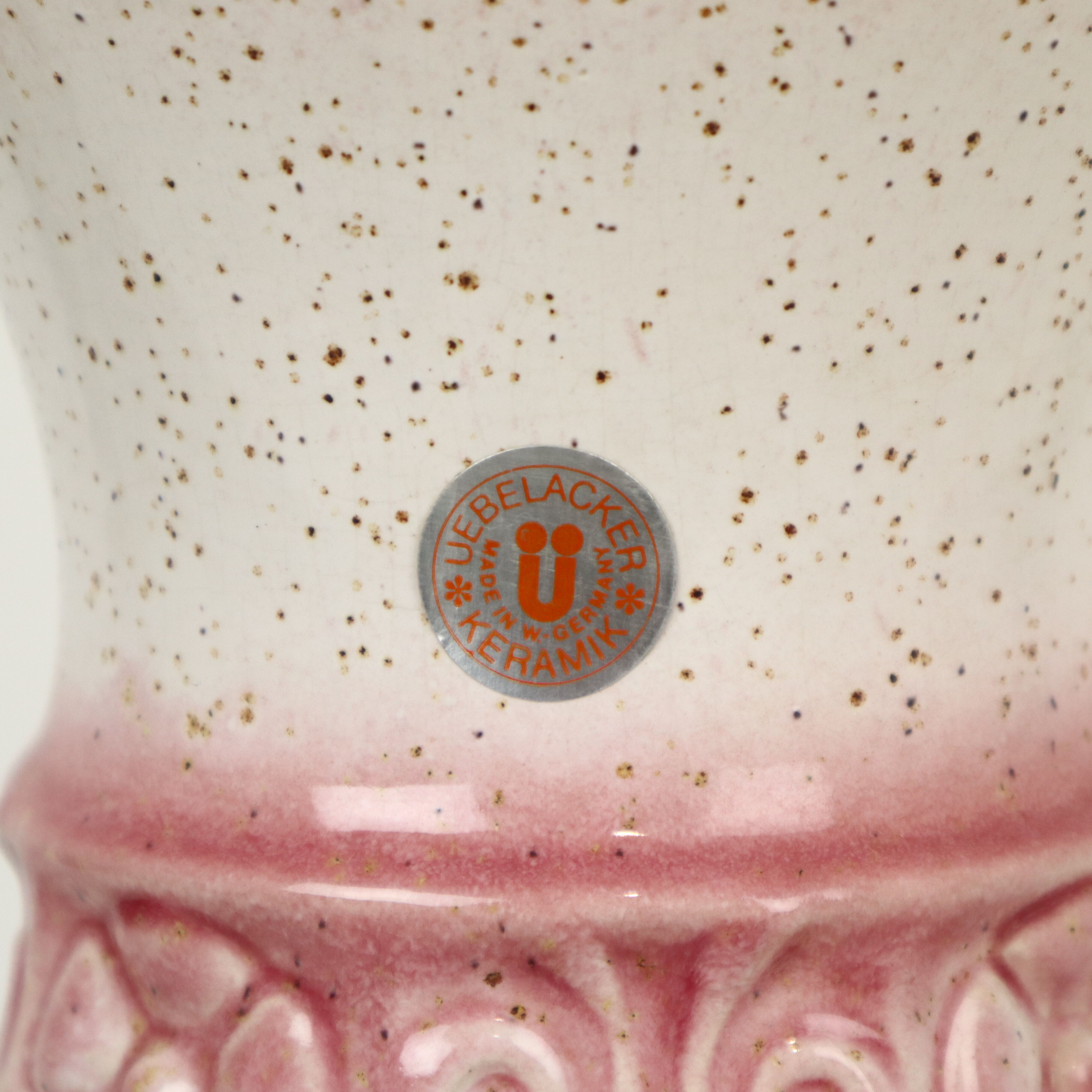 Pink vintage vase west germany flowers üebelacker keramik 634-30