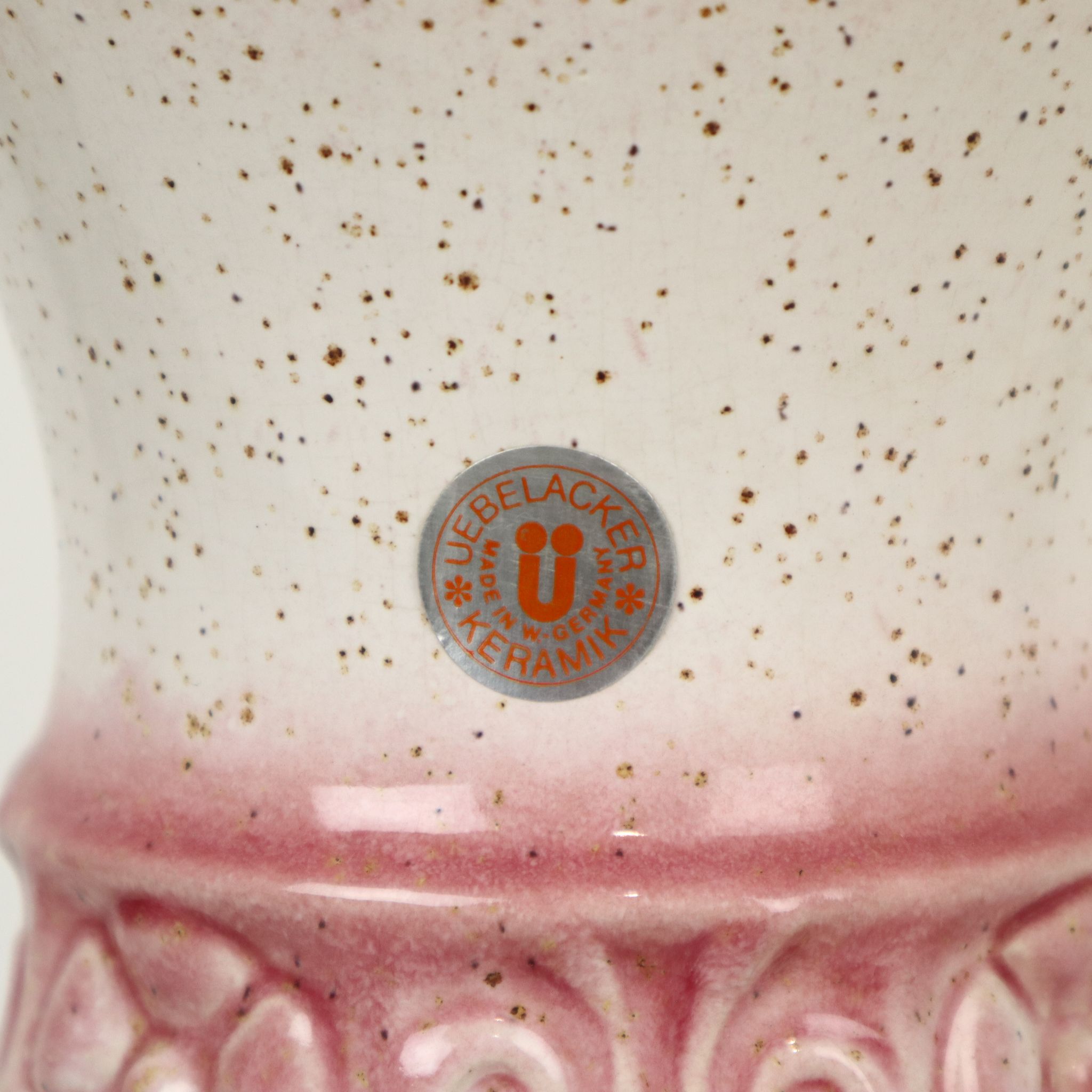 Pink vintage vase west germany flowers üebelacker keramik 634-30