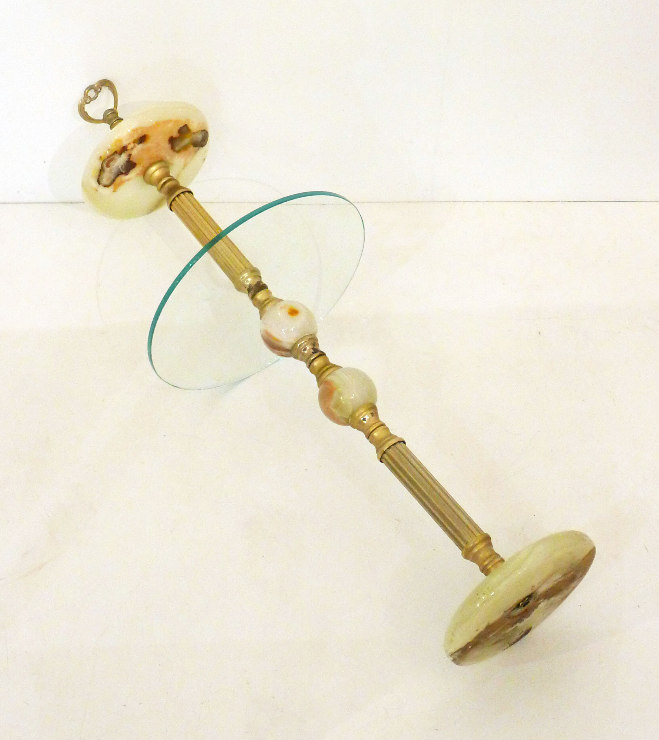 Onyx standing ashtray - gold metal