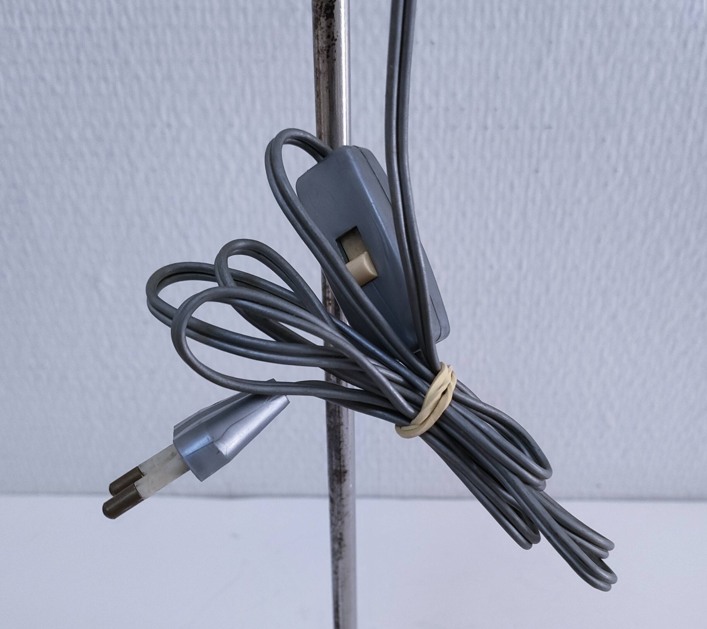 Art Deco lamp with chrome metal and opalescent glass.