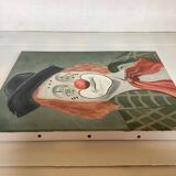 Tableau clown huile sur toile signée