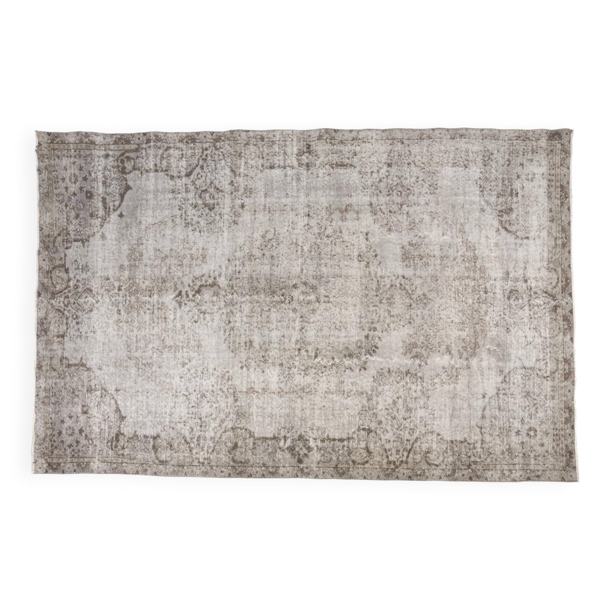 Grey Oushak Antique Wool Carpet