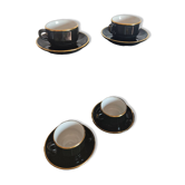 Set of 4 bistro cups and saucers in porcelain – Apilco Limoges
