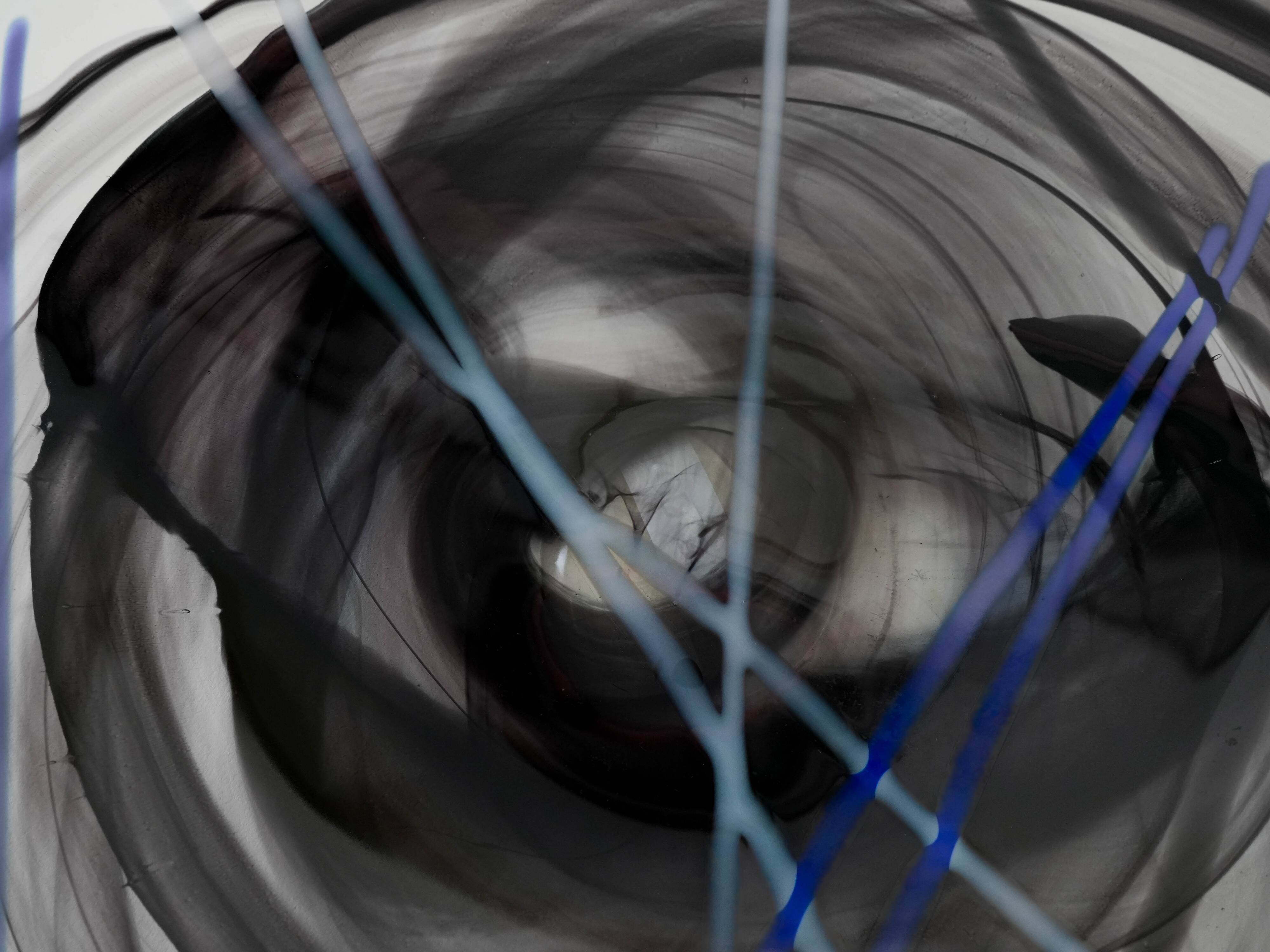 Glass platter Contrast, Swedish design, 1980s, manufacturer: Kosta Boda, de