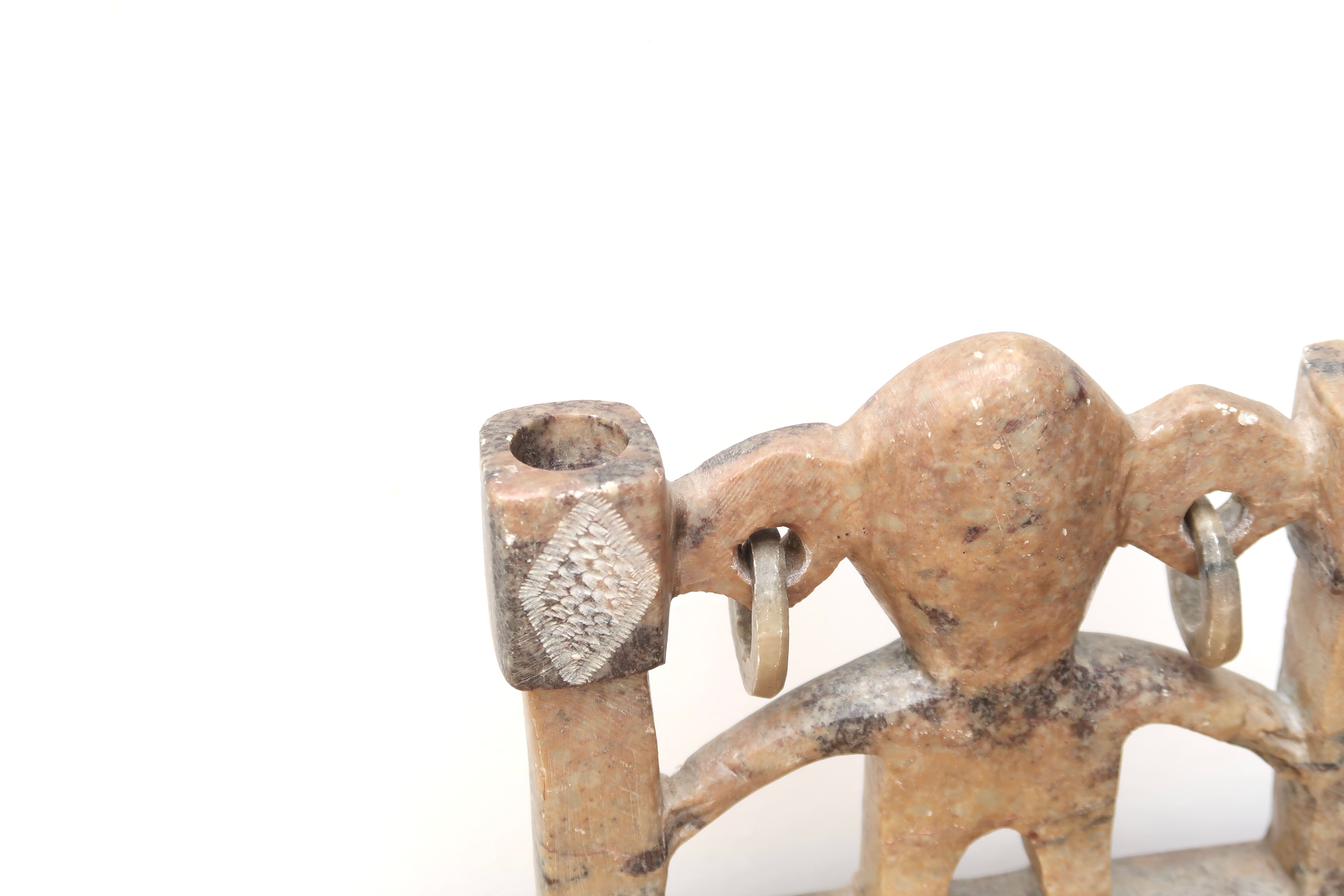 Moroccan anthropomorphic stone candle holder, 70s