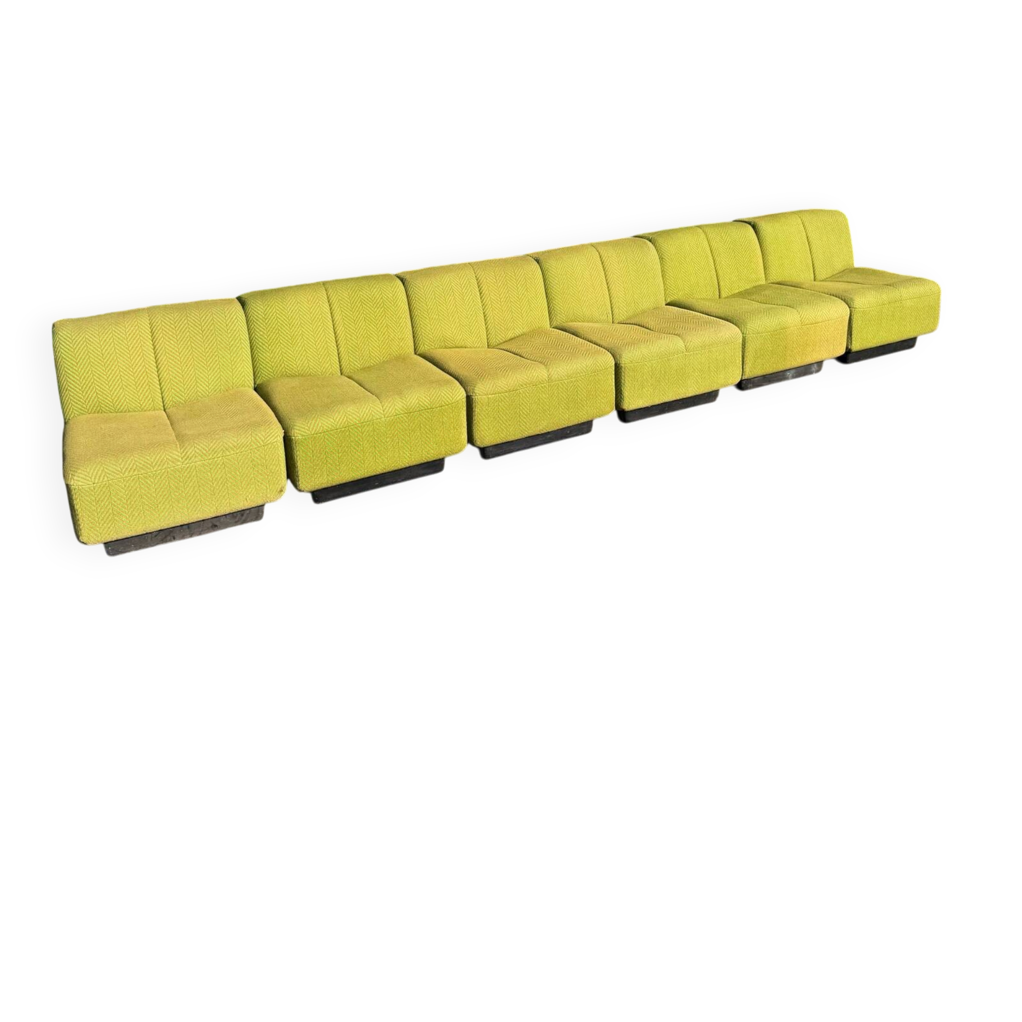 Set of 6 modular vintage Space Age armchairs - Green & Orange