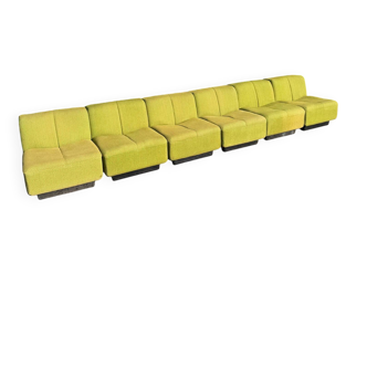 Set of 6 modular vintage Space Age armchairs - Green & Orange