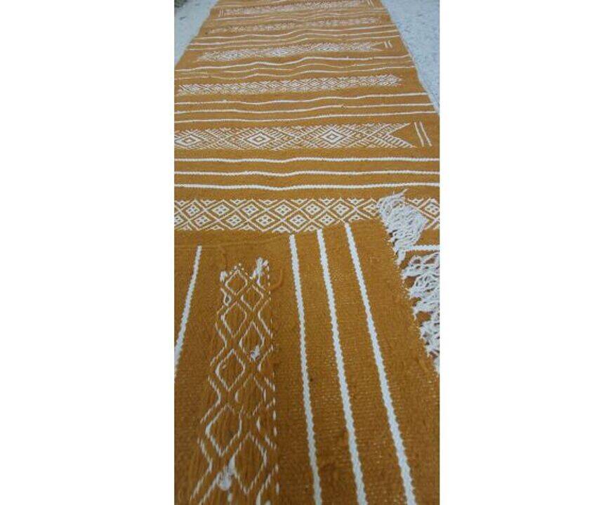 Hand-woven kilim hallway rug in natural wool
