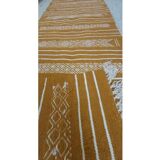 Hand-woven kilim hallway rug in natural wool