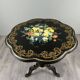 Table, guéridon Napoléon III laqué à décor floral, XIXe siècle