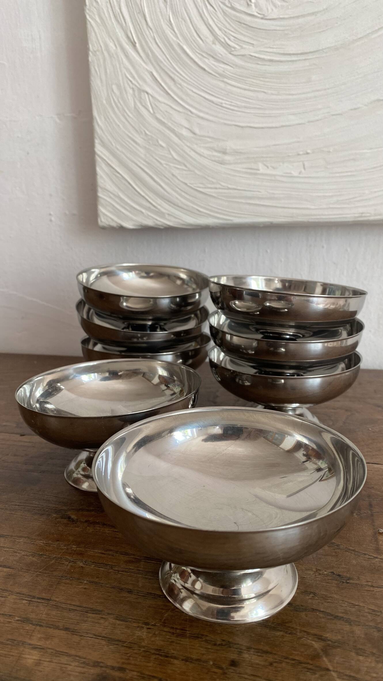 Vintage stainless steel ice cream cups