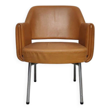 Deauville Leather Armchairs by Marc and Pierre Simon for Airborne, 1960s
