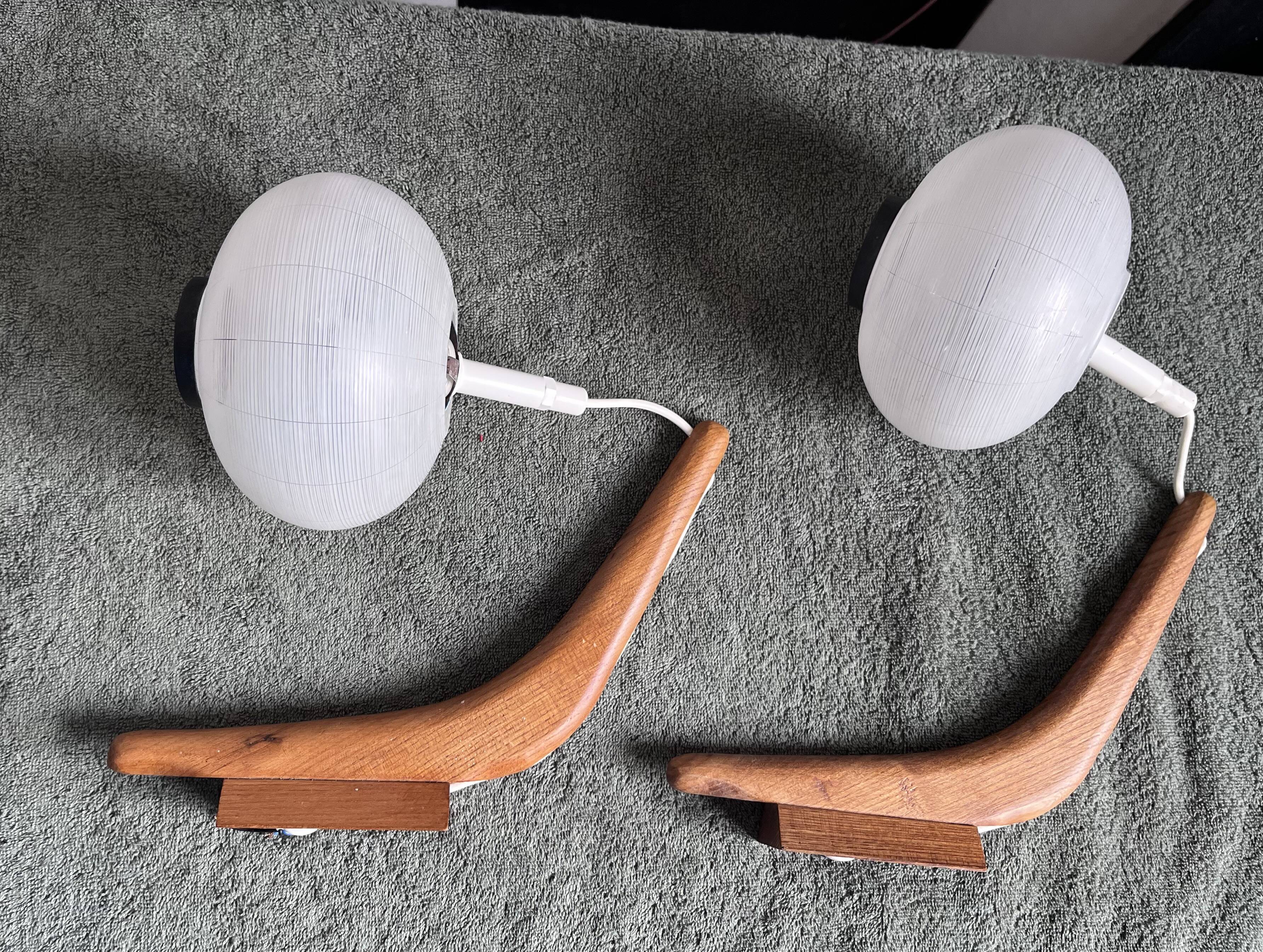 Scandinavian teak opaline wall light