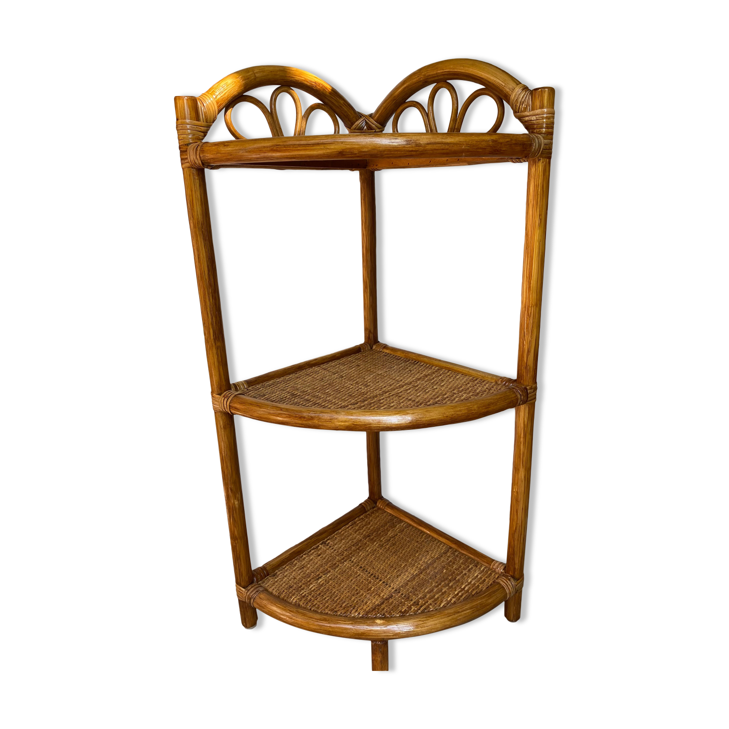 Rattan corner shelf