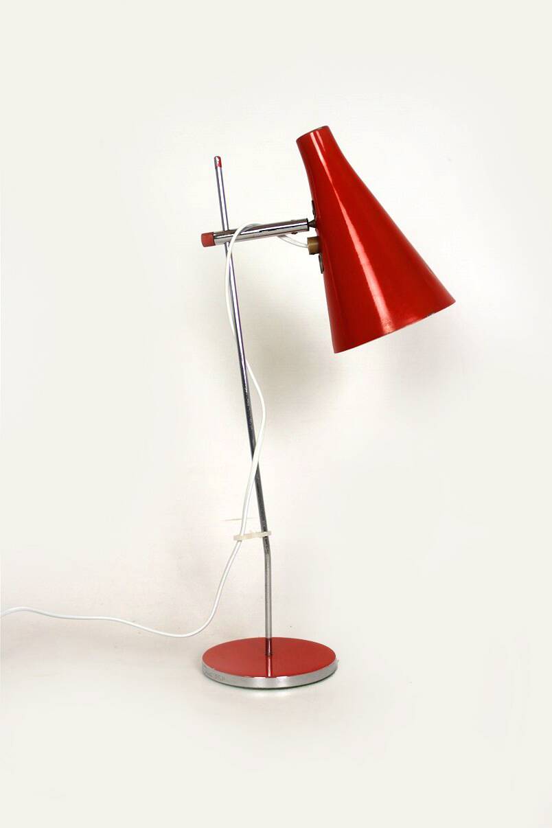 Red Table Lamp by Josef Hurka for Lidokov, 1970s