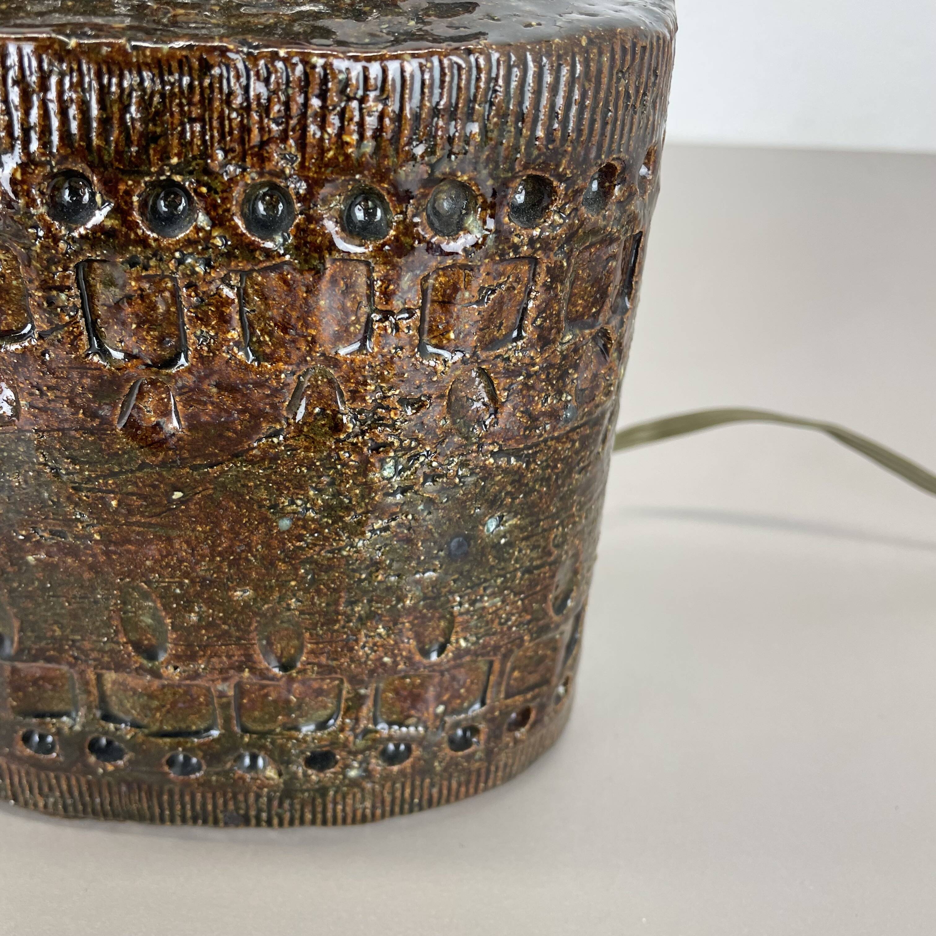 Large 25cm Abstract Ceramic Table Lamp with Pattern attributed to Bitossi, Italy, 1970s