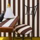 6 wrought iron chairs with deck chair fabric