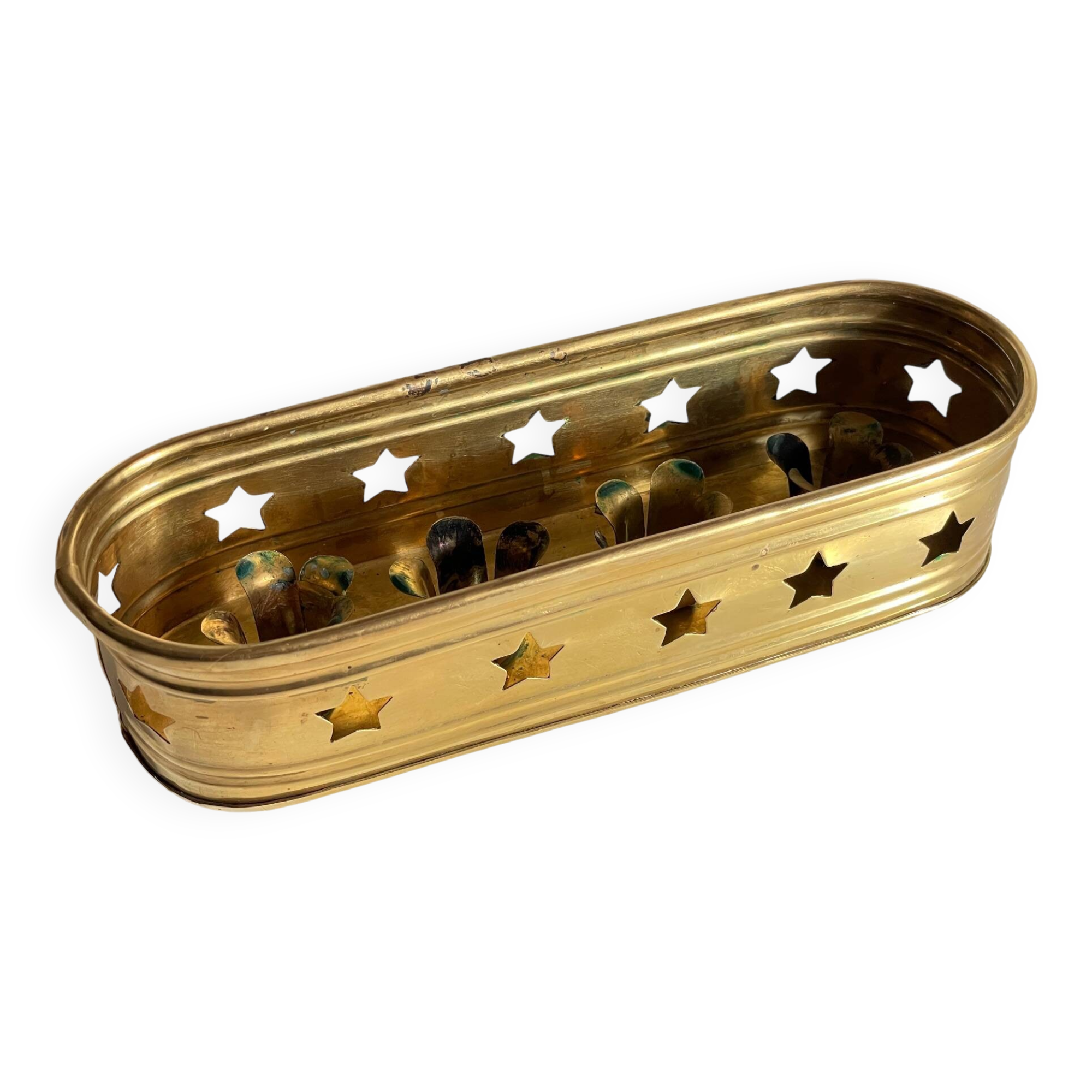 Bougeoir chandelier etoiles vintage laiton