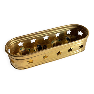 Bougeoir chandelier etoiles vintage laiton