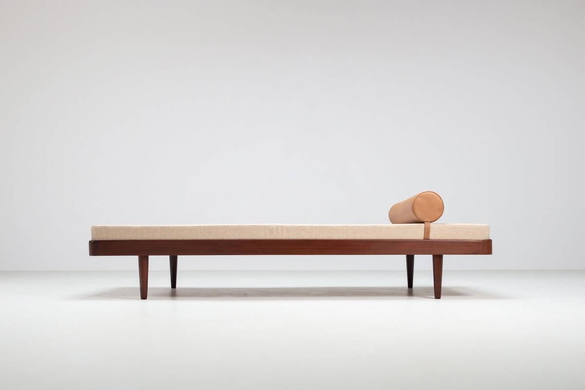 Danish daybed in teak and fabric, mid-century Denmark 1960