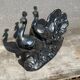 Centerpiece Pair of Peacocks Ceramic Vallauris Iridescent Anthracite Grey