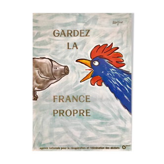 Affiche original Gardez la France propre par Raymond Savignac 1982- Petit Format - On linen