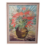 Ancient painting depicting a bouquet of flowers.