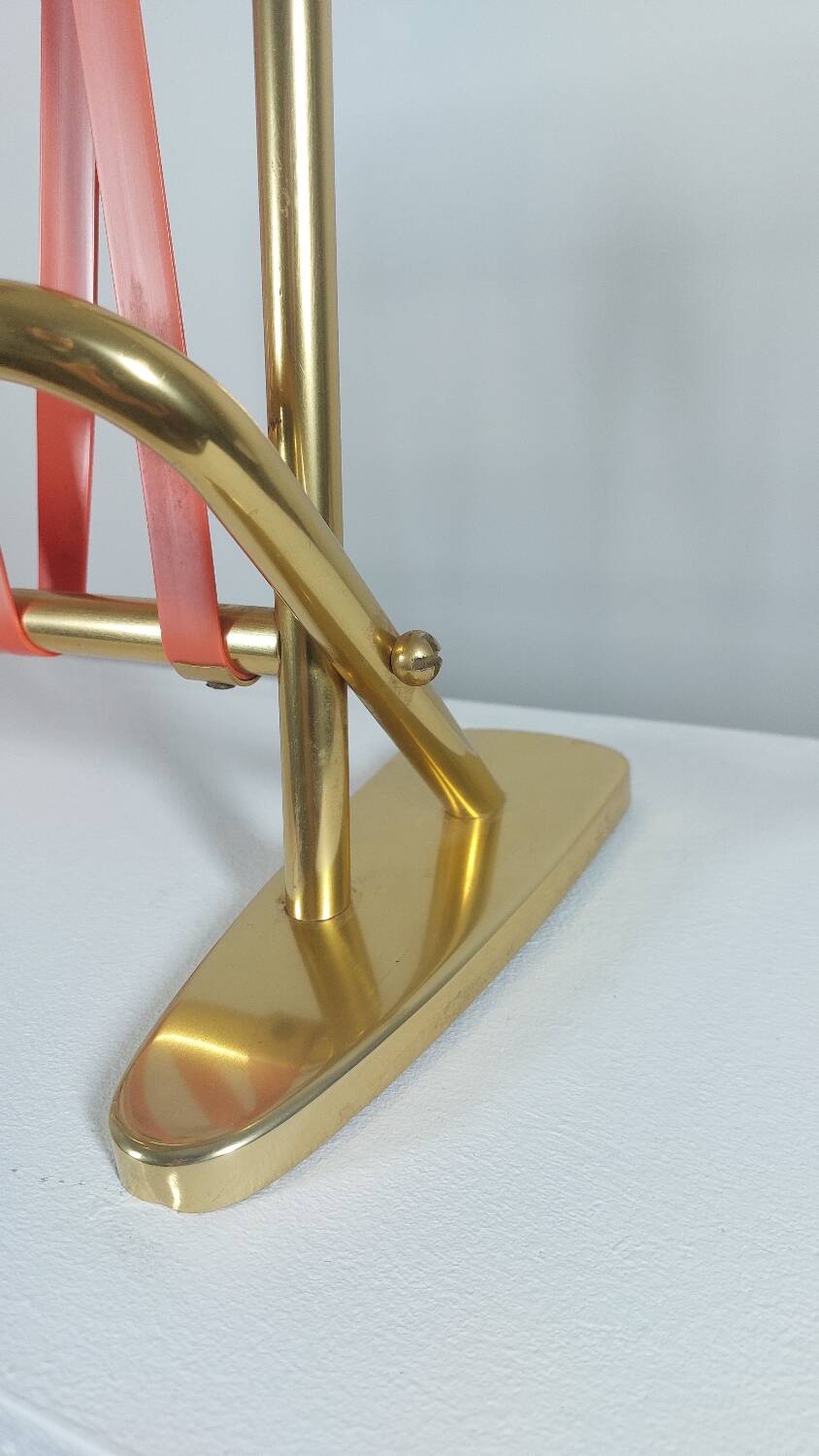 Vintage mid century wall mount brass wardrobe coat rack