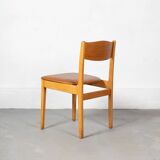 Set of 6 Danish Dining Chairs made of Beech and Brown Leatherette