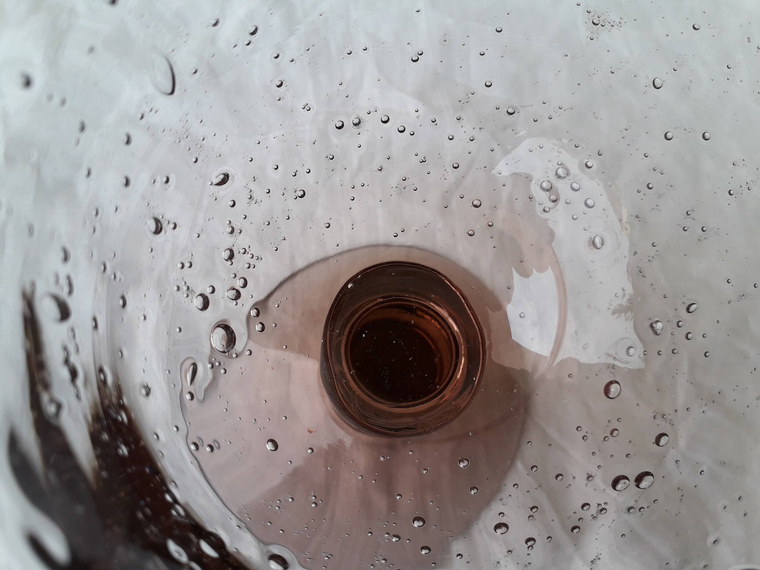 Stemmed glass in bubbled glass