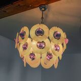 Sphera chandelier by Gino Vistosi, purple and white murano glass, Italy, 1970