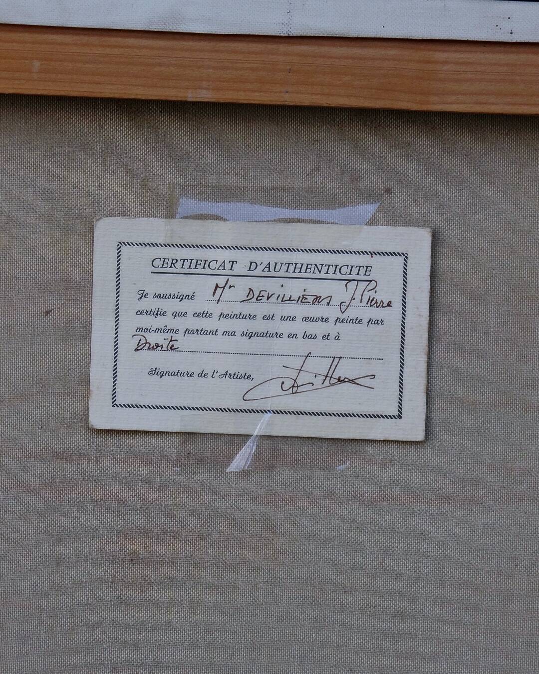 Huile sur toile scène portuaire de Saint Malo signé Jean Pierre Devilliers