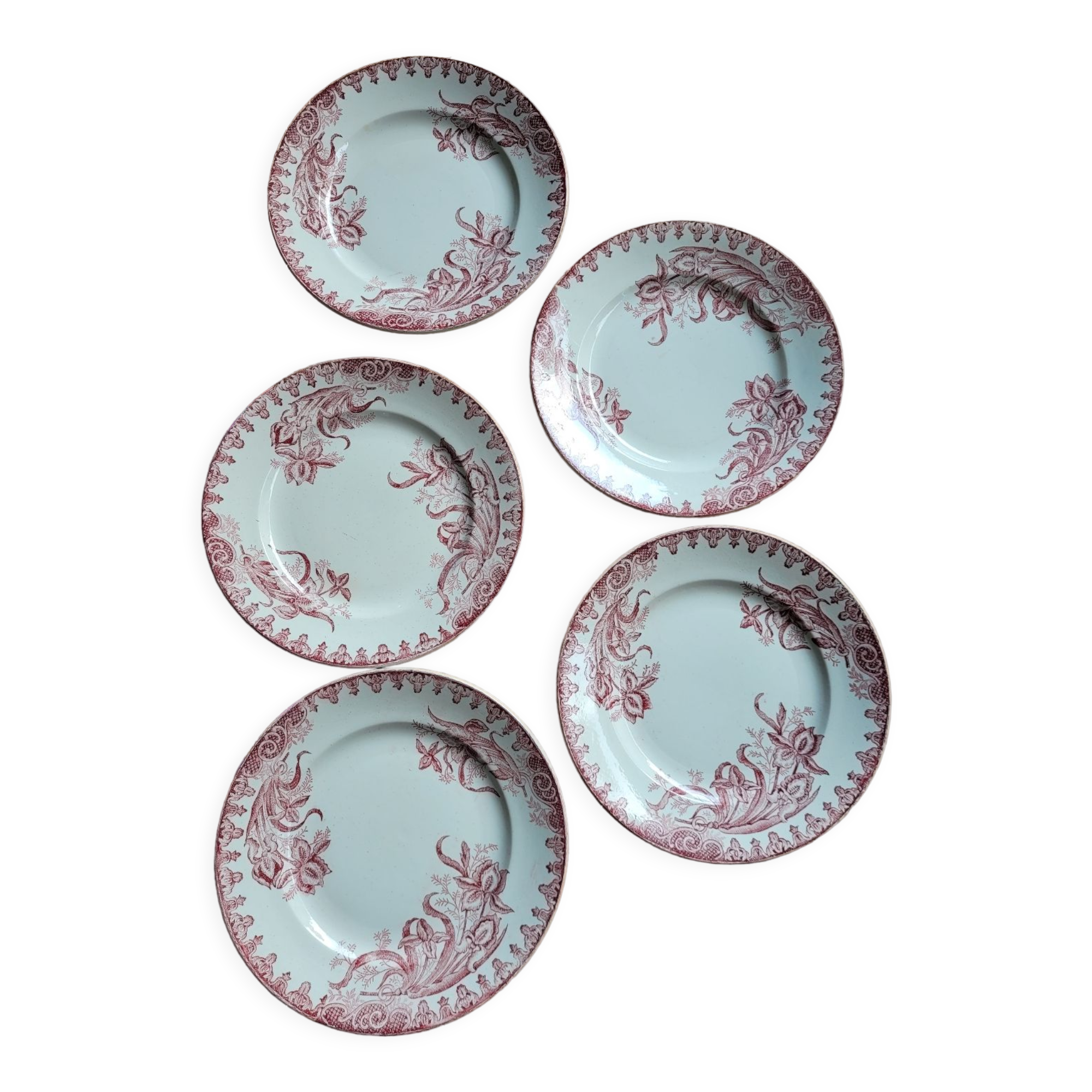 Lot de 5 assiettes plates Terre de fer Ste Amandinoise Iris
