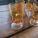 Set of 14 amber glasses – France, 1960s-1970s
