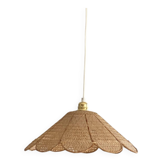 Suspension luminaire lustre en rotin vintage décoration