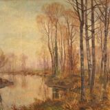 Great Landscape Painting Signed A. Corradi From The 20th Century
