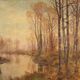 Grand tableau de paysage signé A. Corradi du XXe siècle