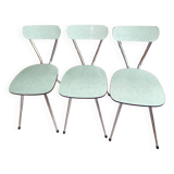 Set of 3 green Formica chairs