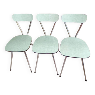 Série de 3 chaises en formica vert