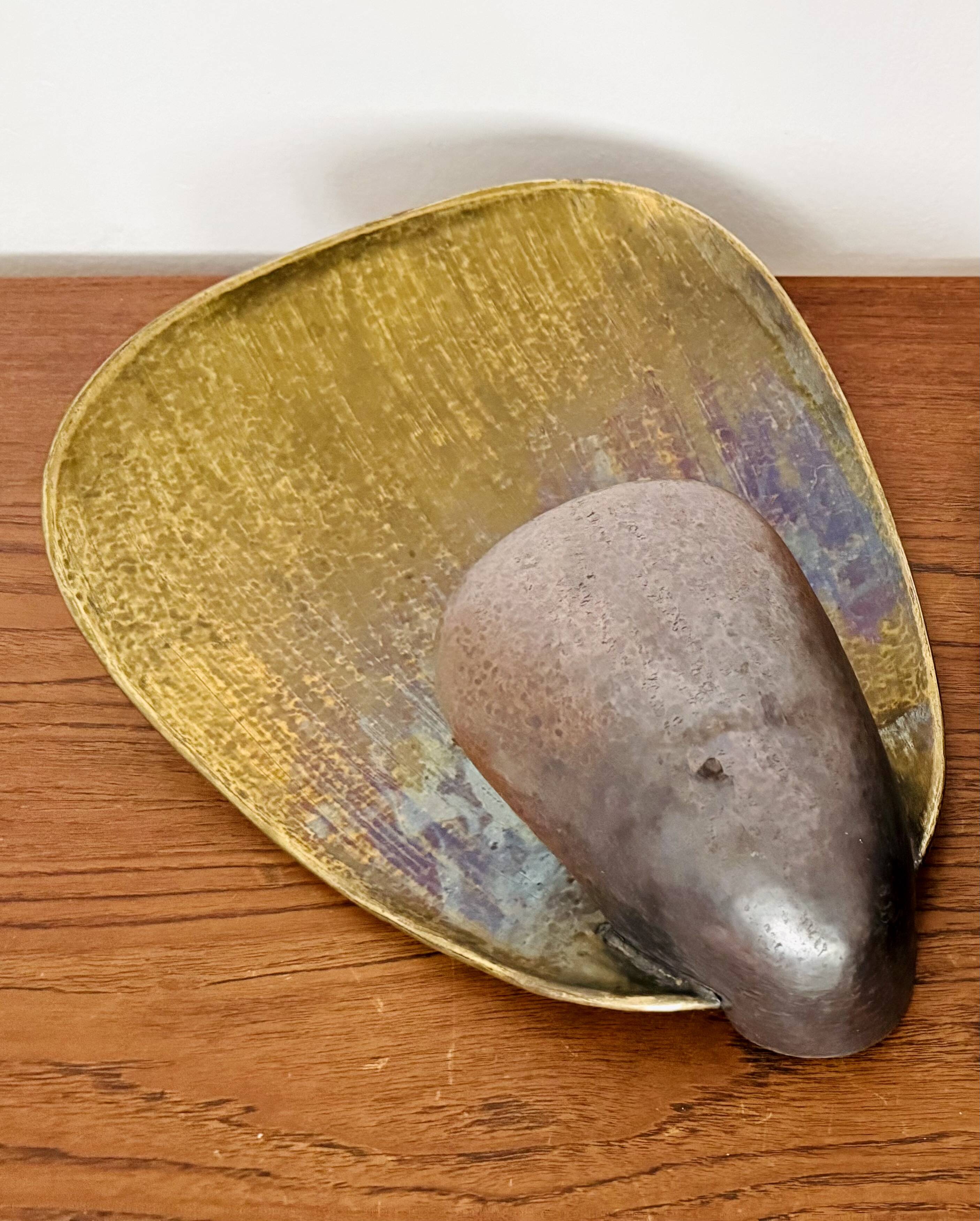 Brutalist Brass and Copper Wall Lamp