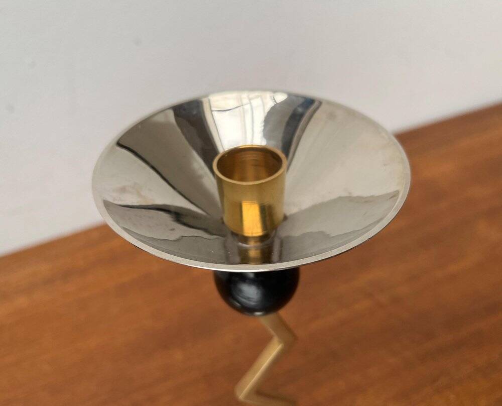 Italian postmodern metal candle holders, 1980s, set of 2